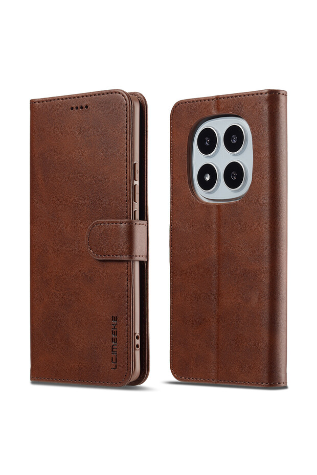 Redmi note 15 5G Brown Luxury PU Leather Phone Case for Redmi Note 15 14 Pro + Plus 14C 4G 5G Flip