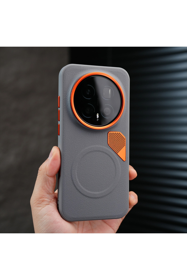 Honor Magic 8 Pro GRAY Solid Color Heat Dissipation Magnetic Bracket Anti-Drop Phone Case for Honor