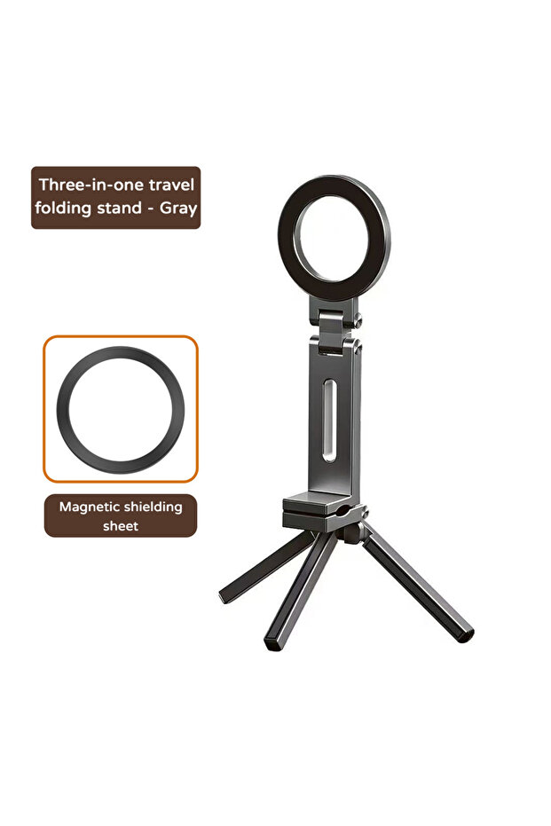 01 Magnetic Foldable Phone Tripod Stand Plastic Handheld Phone Holder 360Rotatable Adjustable Travel