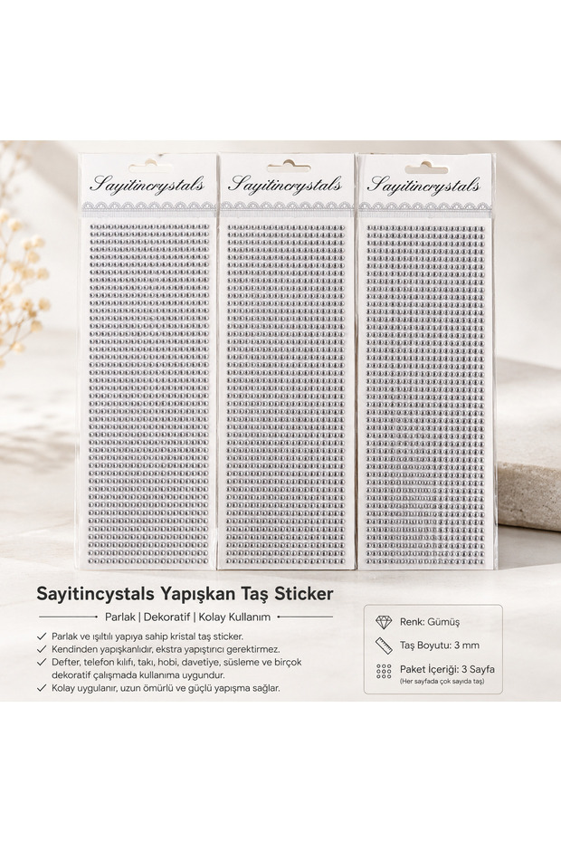 Silver Adhesive Crystal Stone Sticker – Decorative Ornamental Stone