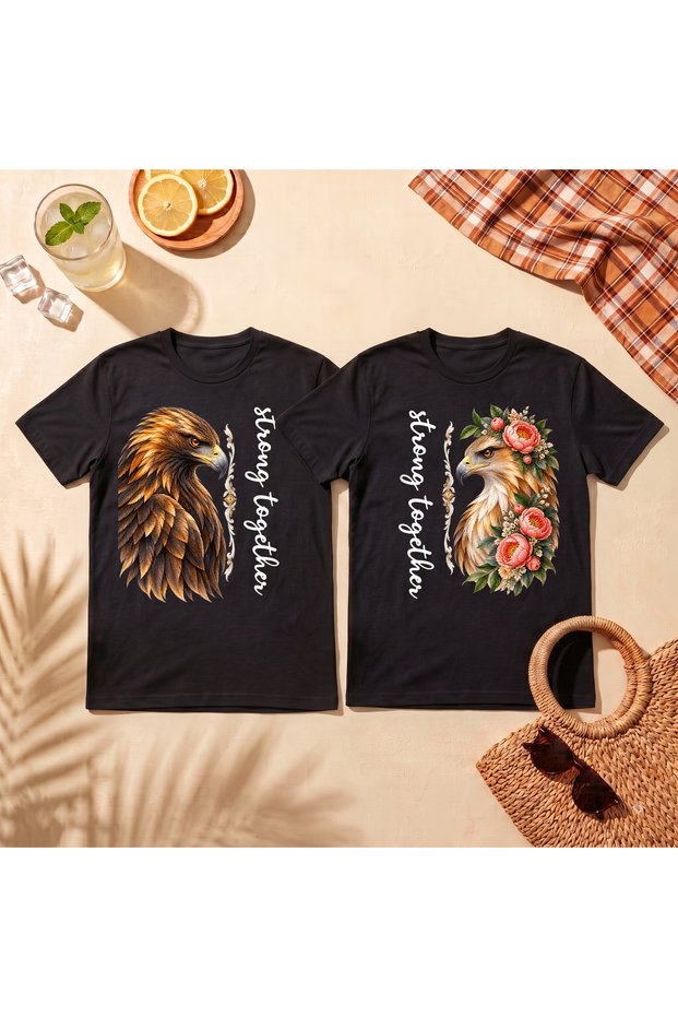Kartal Strong Together Printed Spouse Lover Couple Combination T-Shirt