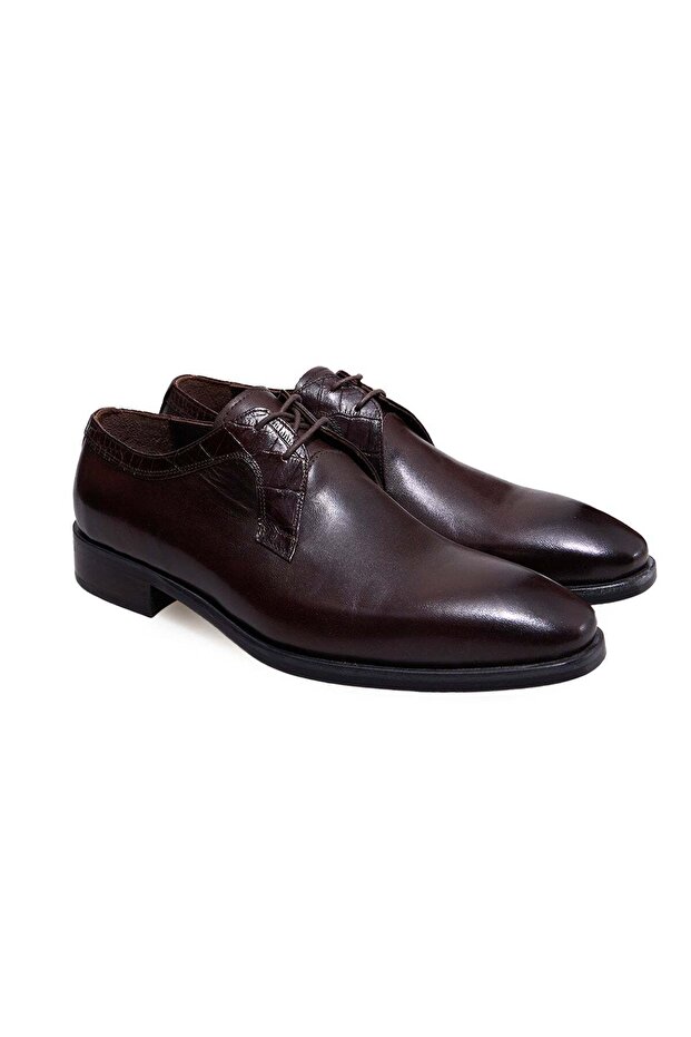 Brown Lace-Up Genuine Leather Men's Shoes