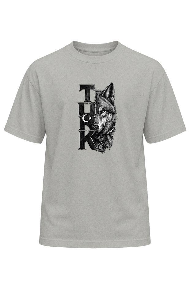 Unisex Turkish Wolf Printed T-Shirt – Special Design T-Shirt with Wolf Pattern and Turkish Text with Moon and Star Design