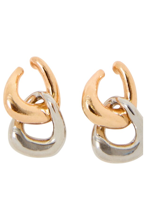 Women Twist Mixed Metal Line Drop Earrings