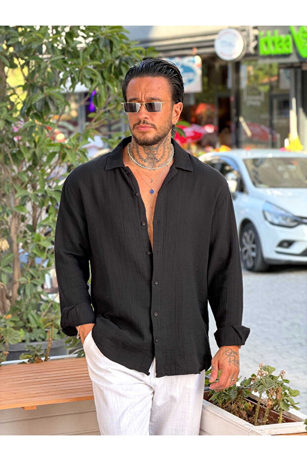 Oversize Basic Muslin Fabric Shirt