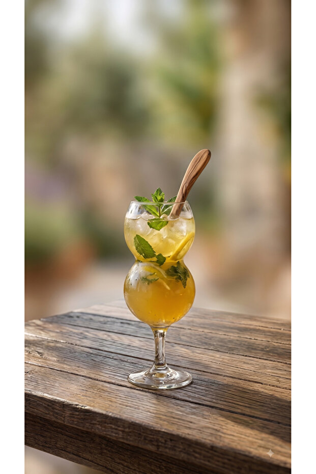 Set of 3 Double-Necked Plain Glass Soft Drink Glasses - Modern Design Cold Drink