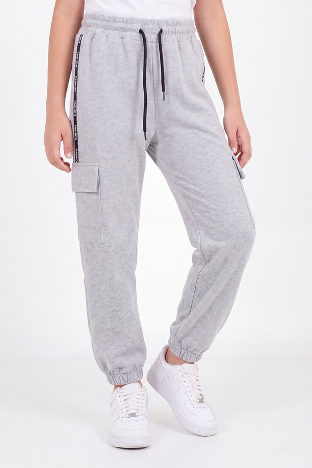 Girl's Striped Cargo Pocket Sweatpants