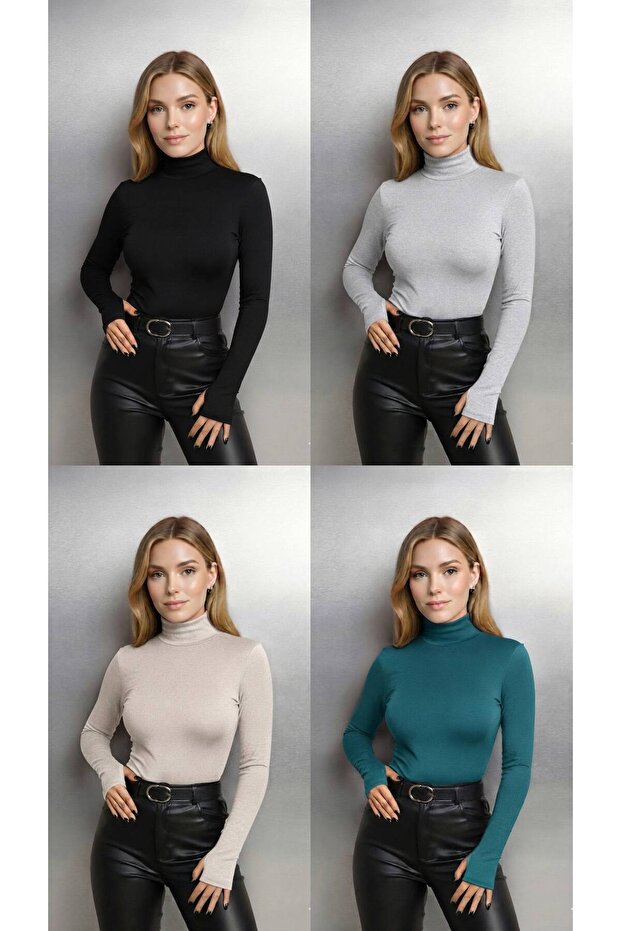 Round Neck Women's Long Sleeve Stretch Fabric Bodysuit with Toes