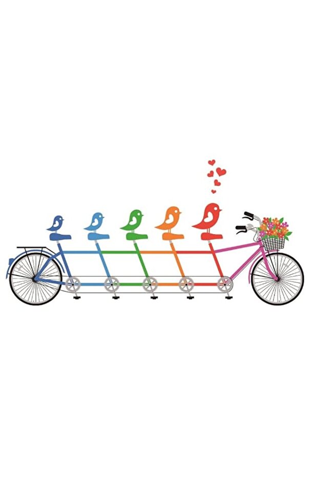 Asmi Collections PVC Wall Stickers Cute Love Birds on Cycle