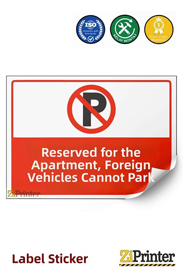 Apartment Building: Foreign Vehicles Cannot Park - Warning Sign Sticker 15X21 cm