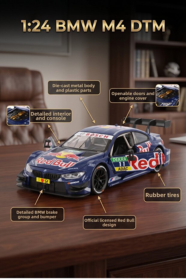 1:24 Bmw M4 Dtm Metal Model Car Diecast Openable Door