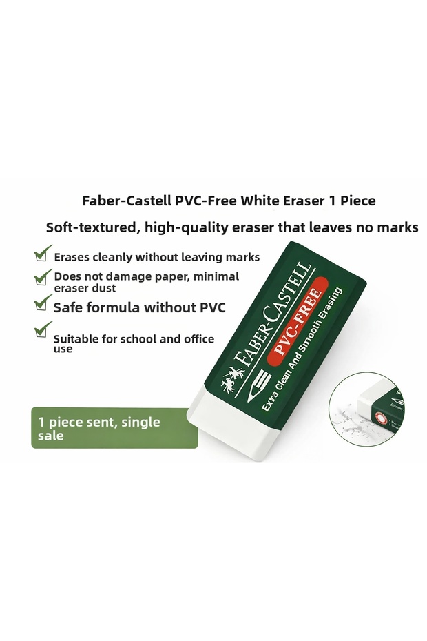 Pvc-Free No24 White Eraser 1 Piece Soft-Textured Non-Marking Quality Eraser