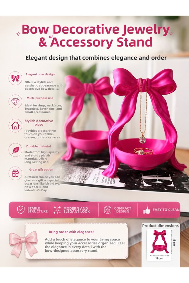 Decorative Jewelry & Accessory Stand with Bow Design – Stylish Organizer