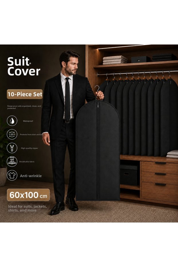 Black Suit Cover 60X100 cm Zippered Garment Protection Cover 1 Piece 3 Pieces 5 Pieces 10 Pieces