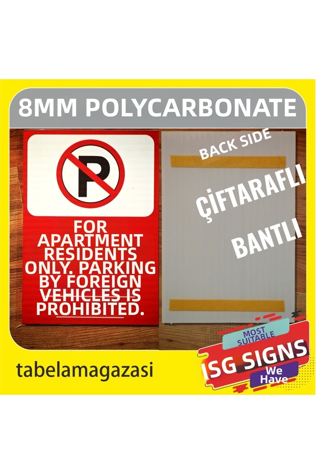 Apartment Complex Residents Only Foreign Vehicles Prohibited Parking Sign A4 20X30 cm