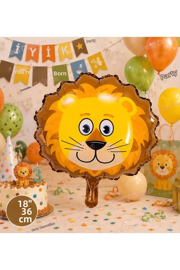 18 Inch 36 cm Lion Foil Balloon Safari Themed Birthday Party Balloon Helium Compatible