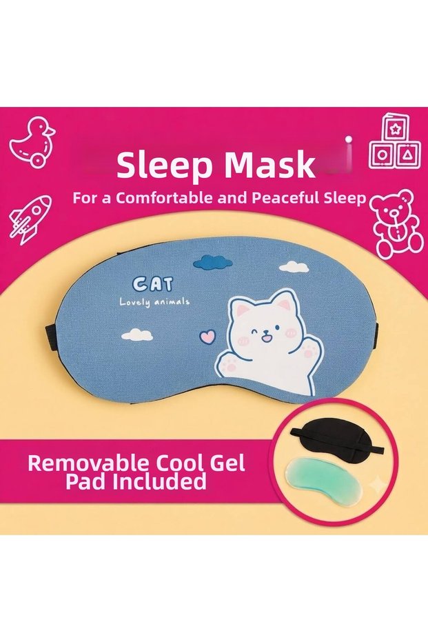Children's Adult Sleep Mask Animal Patterned Attachable Cold Gel Pad Eye Patch Lightproof Soft Comfortable Elastic Band Sleep Yoga Therapy Eye Mask for Travel Rest and Daily Use