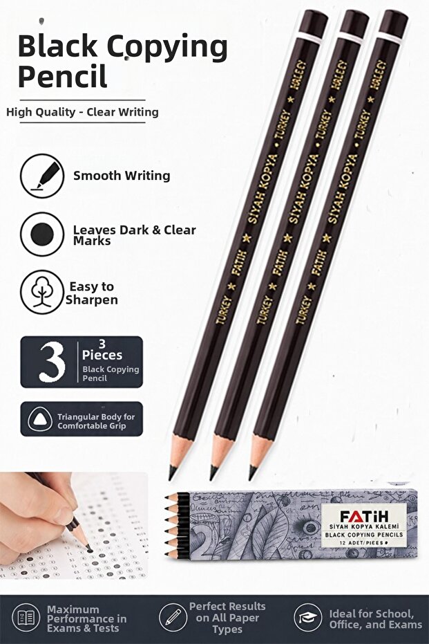 Black Copy Pen 3 Pieces Fatih Dermo Black Copy Pen Leather and Skin Pen