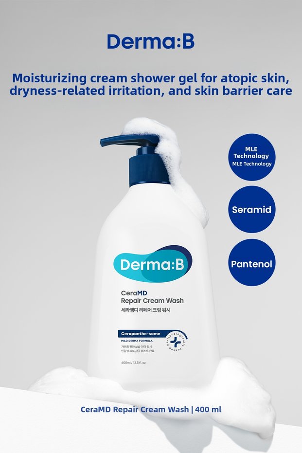 Shower Gel That Provides Barrier & Dryness-Relieving Care for Atopic Skin Derma:B Ceramd Cream Wash