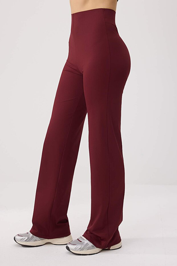 Bordo Dalgıç/Scuba Kumaş Bel Toparlayıcı Spor Örme Eşofman Altı THMSS26EA00010 - 4