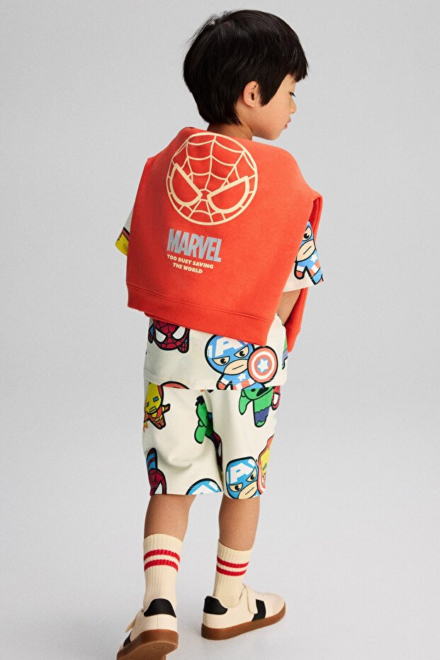 Baskılı Sweatshirt Şort - 2