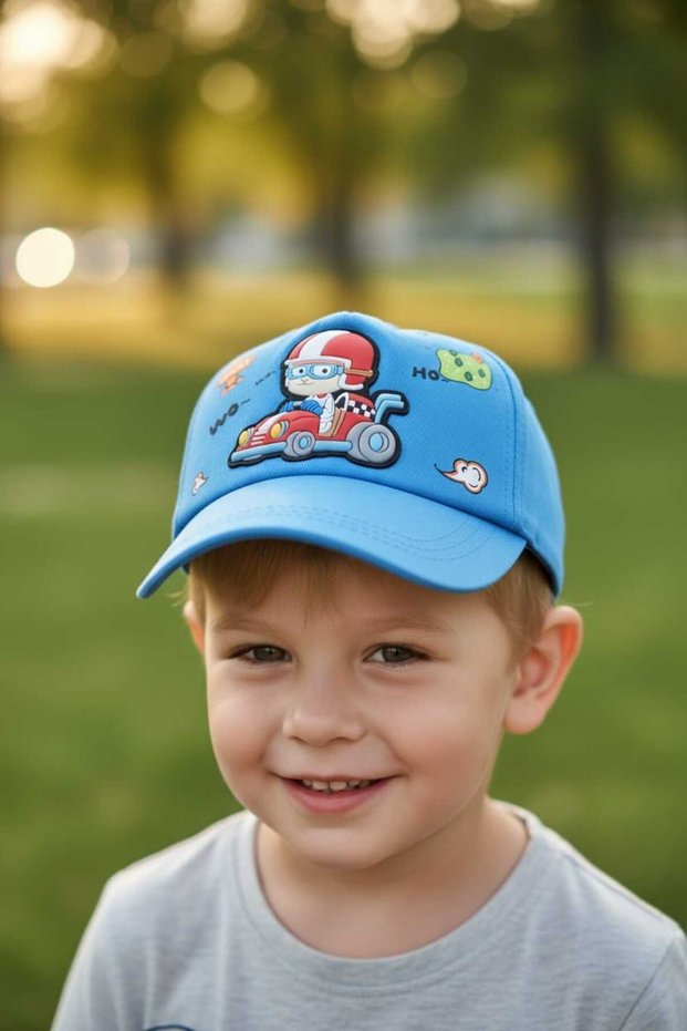 4-8 Years Old Boy's Summer Hat with Adjustable Figure on the Back