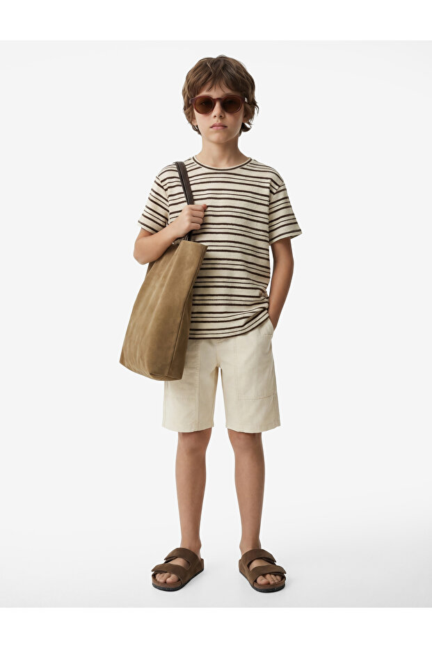 Crew Neck Short Sleeve Oversized Striped T-Shirt