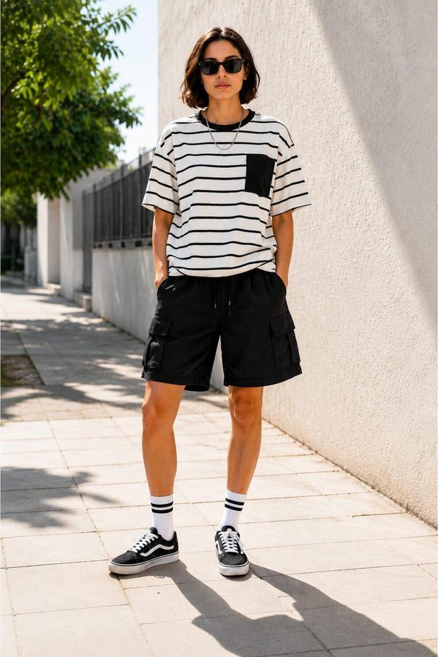 Pocket Detail Striped T-shirt