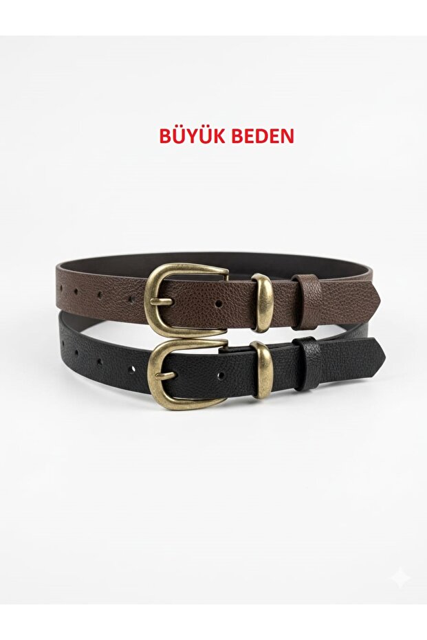 Women's Belt Plus Size Black Dark Brown Double Set Casual Buckle Bridge Detail