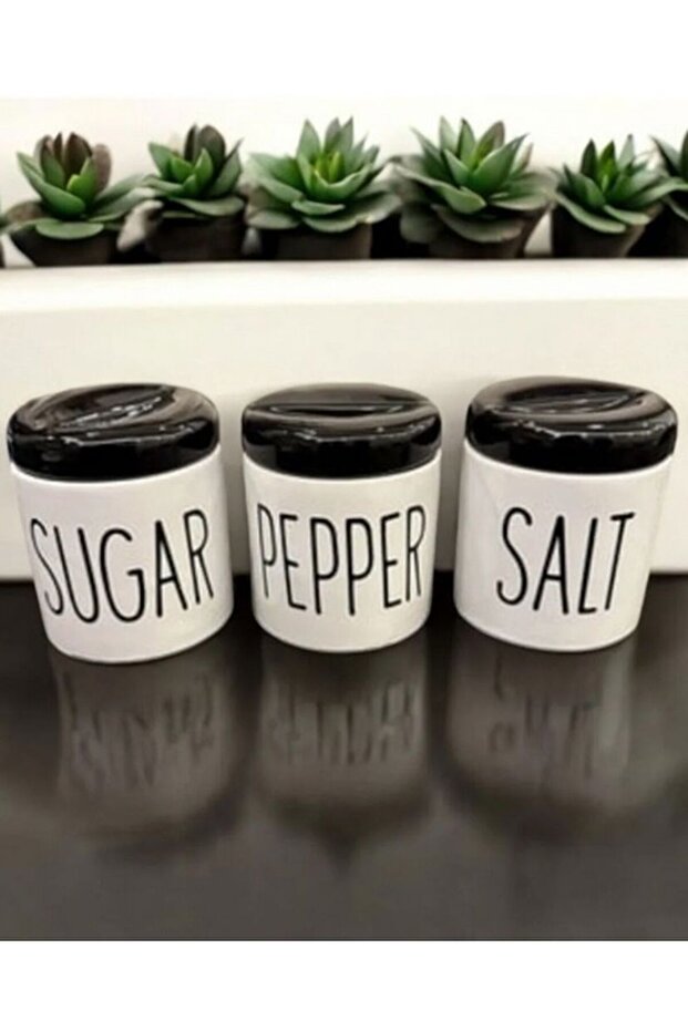 Set of 3 Large Pepper/Salt/Sugar White Jars - 800 ml - Vacuum Lid Coffee Salt Pepper Jar