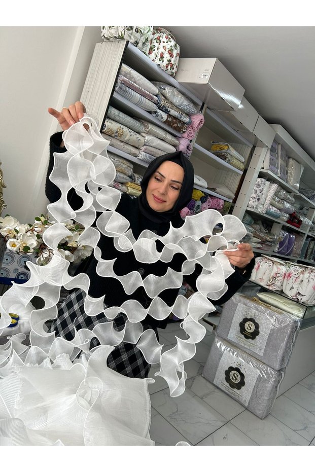 9 cm Double-Sided Pleated Tulle, 10 Meters, Used for Making Bags and Ornaments.