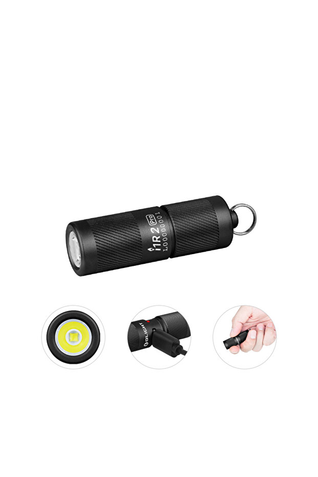I1R 2 PRO (Black), 180 Lumens Keychain Flashlight, 48m Beam USB-C LED Flashlight, Compact EDC Torch for Everyday Carry, Outdoors, Indoors