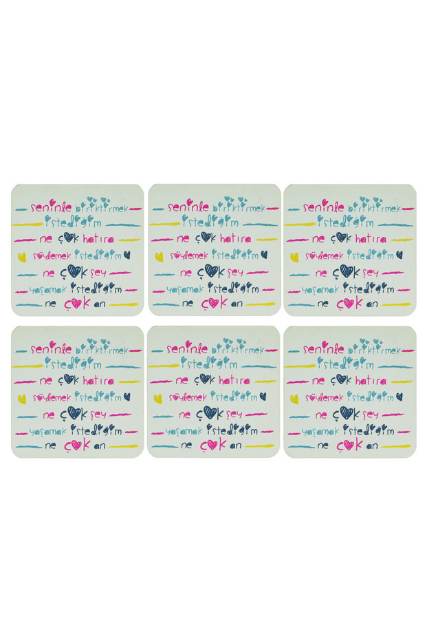 Decorative Coasters Set of 6 Love
