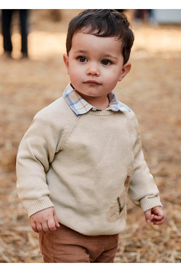 Boy's Animal Print Sweater Beige for Ages 1-4