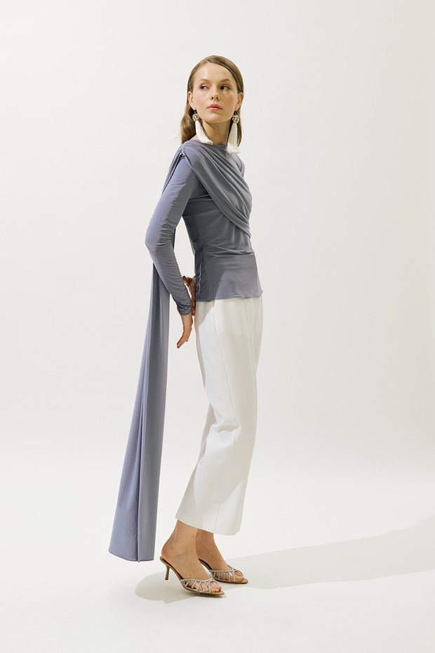 BLUSE MIT CAPEDETAIL LILA - 7
