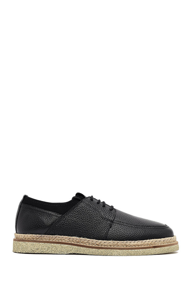 Men's Black Lace-Up Leather Casual Shoes 25Sfd7200Ft