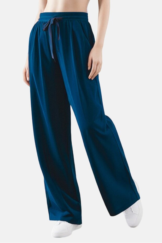 Women Regular Fit Solid Palazzo Pants, Navy