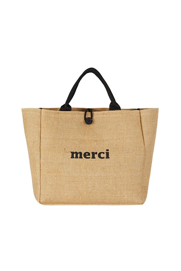 حقيبة الشاطئ النسائية ذات الحزام المزخرف من القش Merci