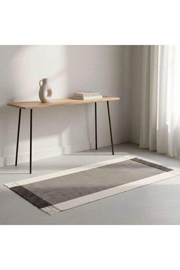 Skype Recycle Dhurrie With Fringe 90x150cm - Choco