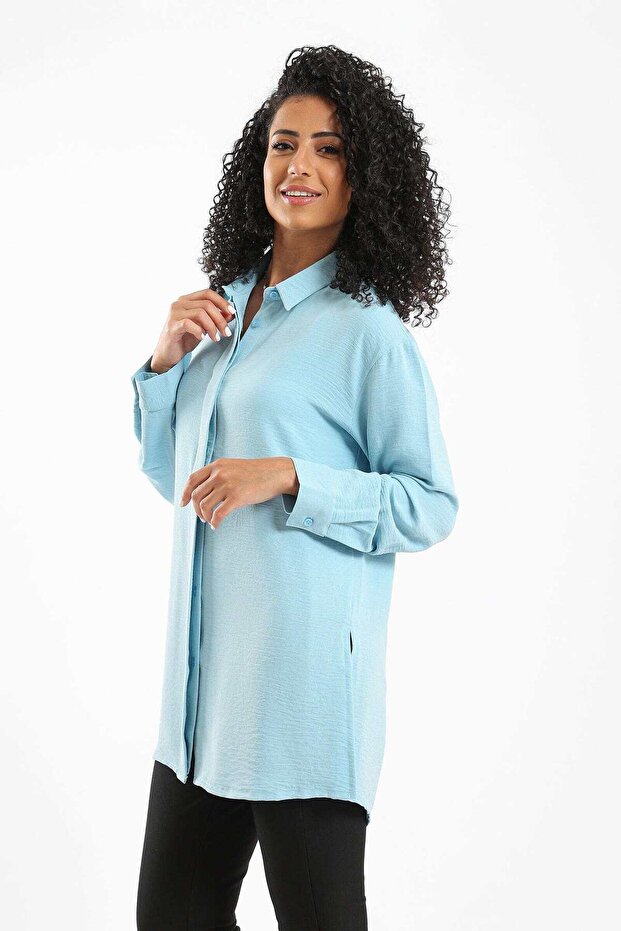 Solid Button-Front Shirt - 3