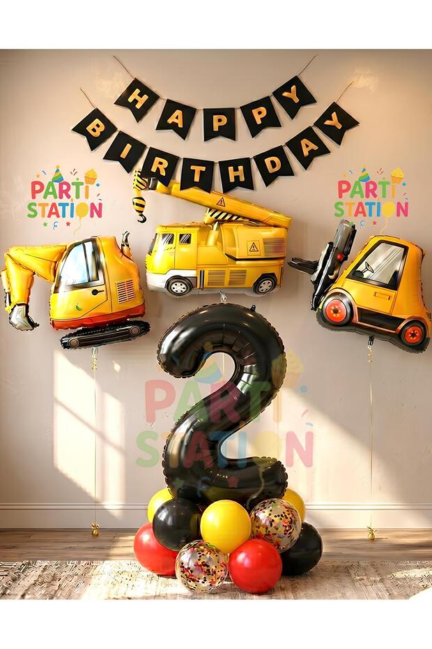 Construction Equipment Construction Party 2 Year Old Balloon Set Ladle Balloon Crane Balloon Truck Balloon Birthday Set
