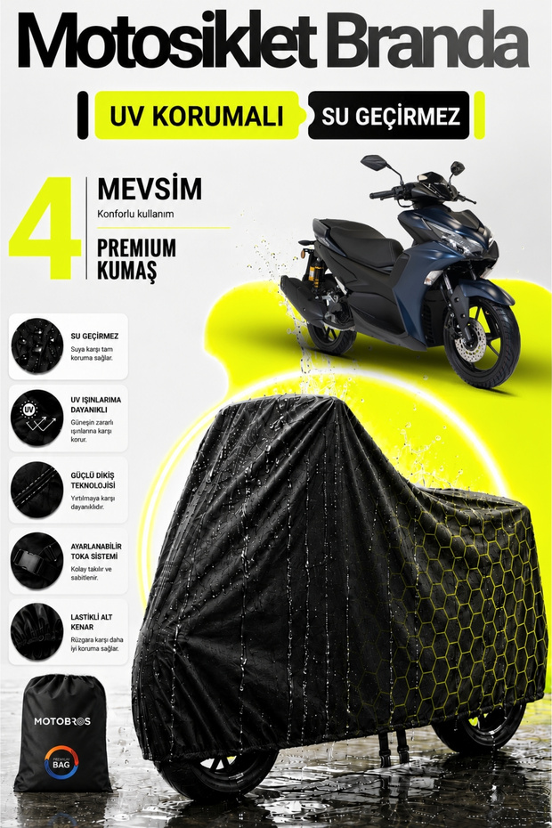 Motorcycle Tarpaulin Rks Arome 125 Black Waterproof and Durable (Thickest) Fabric Lifetime Use