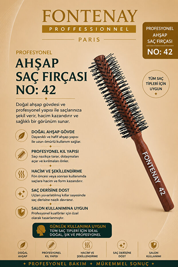Professional Wooden Hair Brush No:42