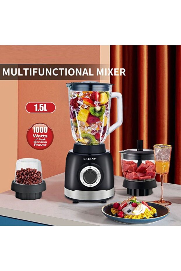 خلاط وعصارة 3 في 1 طراز SK-JB-178 بقوة 1000 واط متعدد الوظائف عالي السرعة لتكسير الثلج والخلط