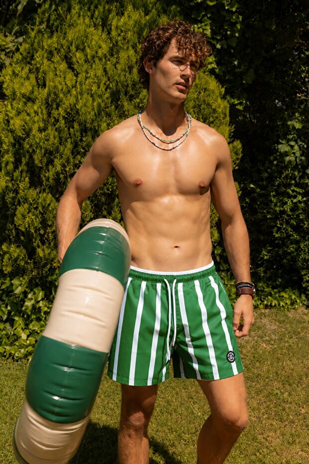 Striped Green Men's Swim Shorts 4259