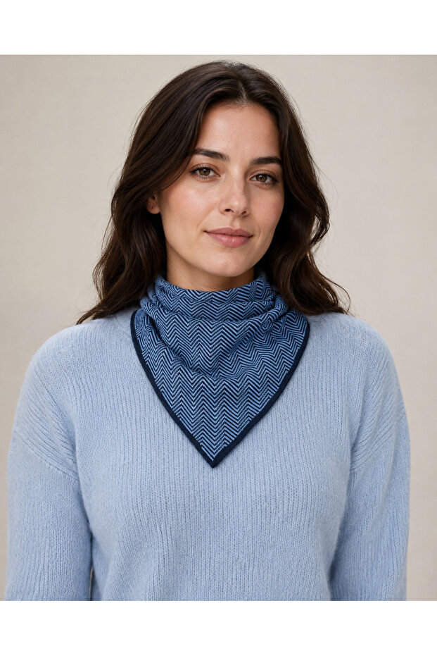 Herringbone Patterned Knitwear Scarf - 1