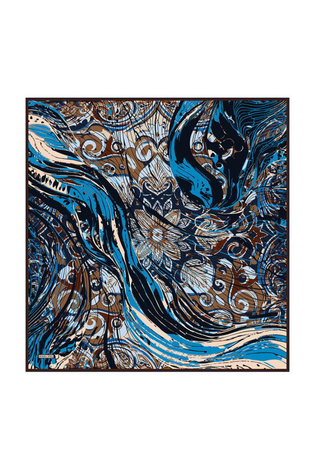 Taba Rhythmic Pattern Twill Silk Scarf - 1