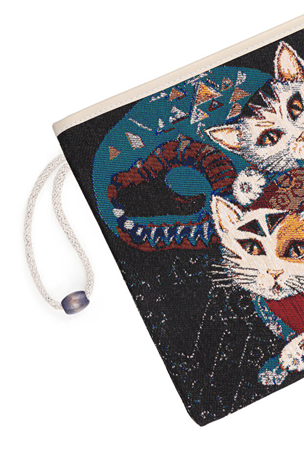 Cat Pattern Tapestry Handbag - 3