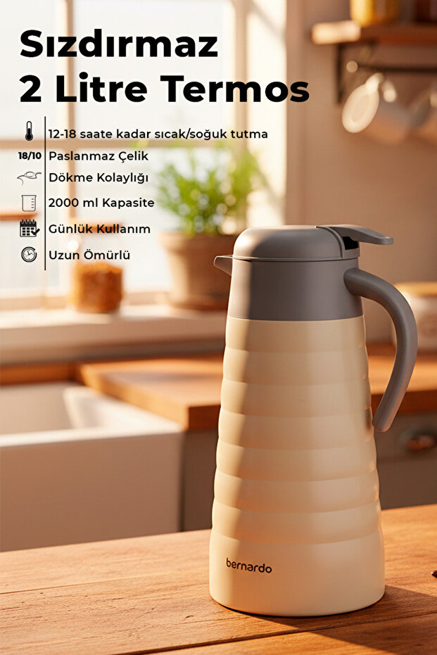 Nora Stainless Steel Thermos Cream 2 Liters