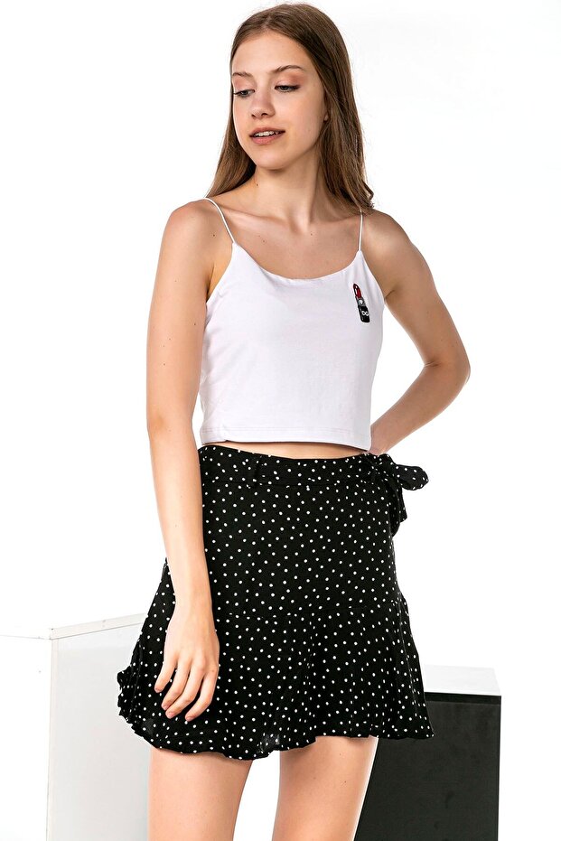 Women's Black and White Polka Dot Shorts Skirt